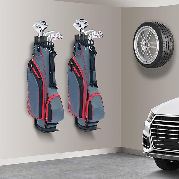 Wall Mount Golf Bag Storage Stand Organizer Rack for Garage, Air Spring Sliding System Single Golf Bag Holder for Wall, Golf Storage Organizer for Golfing Clubs, Home, Basement