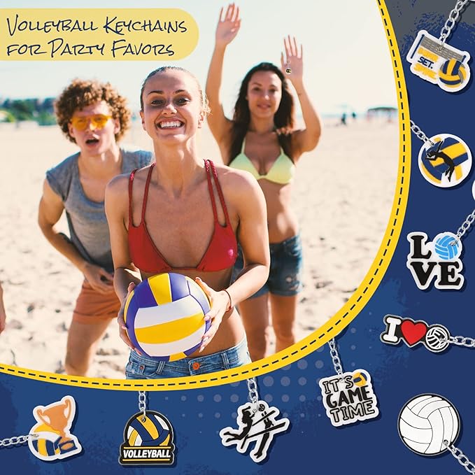 Batiyeer 36 Pack Volleyball Keychains Bulk Party Favors Sports Ball Key Chains Funny Keyring Gifts for Women Men Birthday Supplies