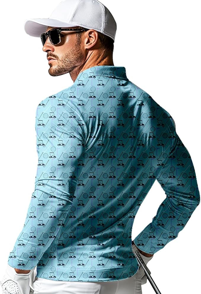 Men's Long Sleeve Golf Shirt Quick Dry 3 Button Work Fishing Outdoor Casual Collar Shirt