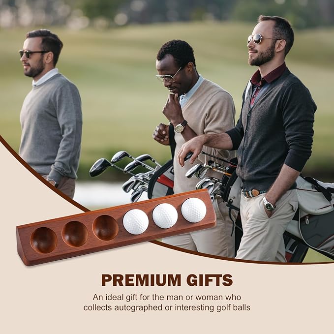 2-Pack Wooden Golf Ball Display Case & Holder - Wall Mount/Tabletop Versatile Hidden Installation for Collector's Balls & Premium Gift (Office/Home Decor)