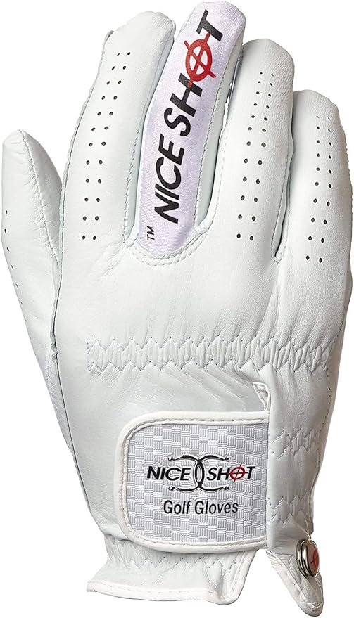 Nice Shot The Bird Men's Golf Glove in Premium White Cabretta Leather