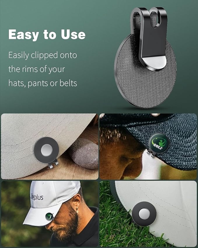 GreenHaven Golf Hat Clips Magnetic Golf Ball Marker Holders for Golf Hats Caps Pants Gloves Bags Visors Belts Nickel-Plated Alloy Clips for Metal Golf Ball Markers (Ball Marker Not Included)