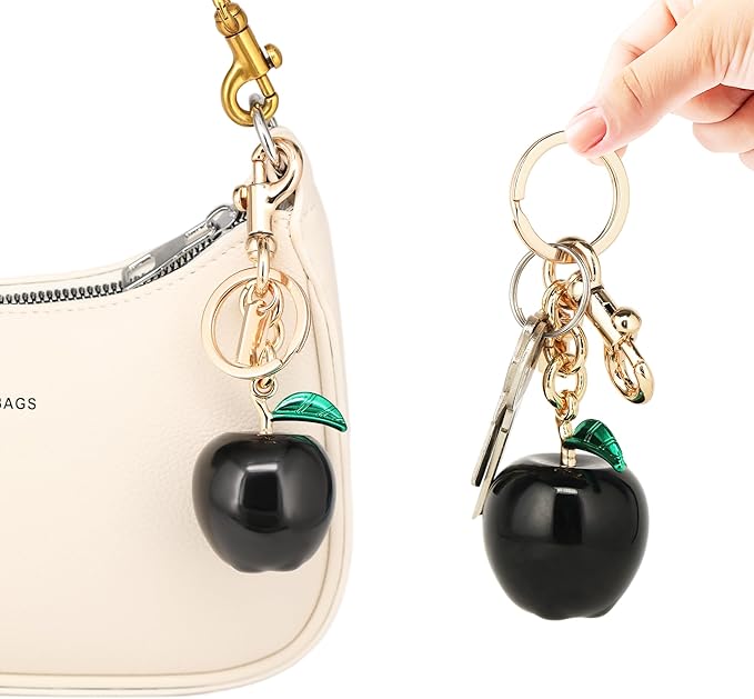Cherry Bag Charm for Handbag, Big-Apple Strawberry Fruit Bag Charm Cherry Car Accessories KeyChain