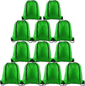 KUUQA 12 Pcs Drawstring Backpack Bags String Backpack Bulk Sport Gym Sack Bags for Traveling and Storage (Dark Green)