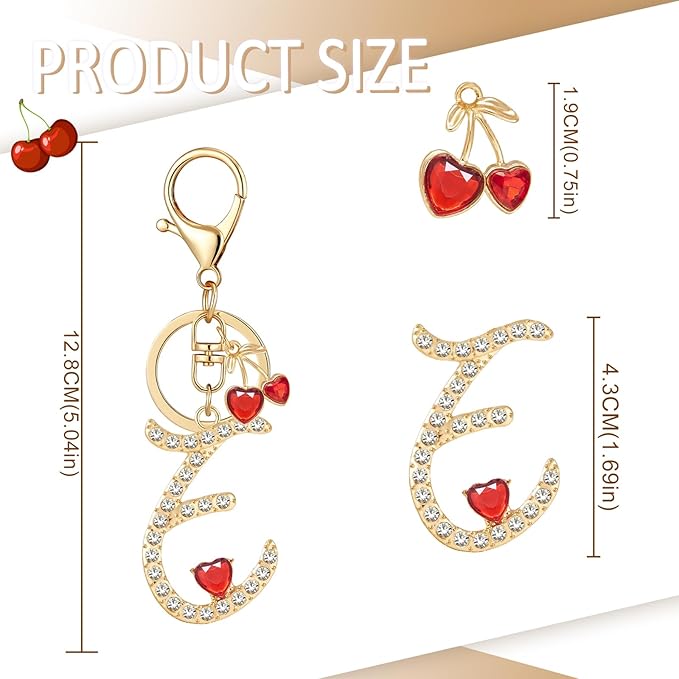 Gold Plated Alphabet Initial Letter Keyring Keychain for Women Girls Crystal Key Chains for Wallet Backpack Bag Charm