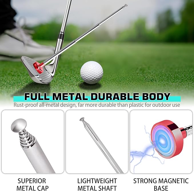 Golf Alignment Rods, 7 Length Adjustments - Golf Alignment Stick Corrector Lie Angle Tool, Golf Swing Training Aids Aiming Stick - Golf Club Face Aim, Visualize and Align Your Golf Shot