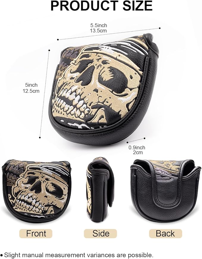 Golf Club Head Covers,1pc Mallet Putter Golf Headcovers for Woods, PU Leather with Advanced Embroidery for Most Brands
