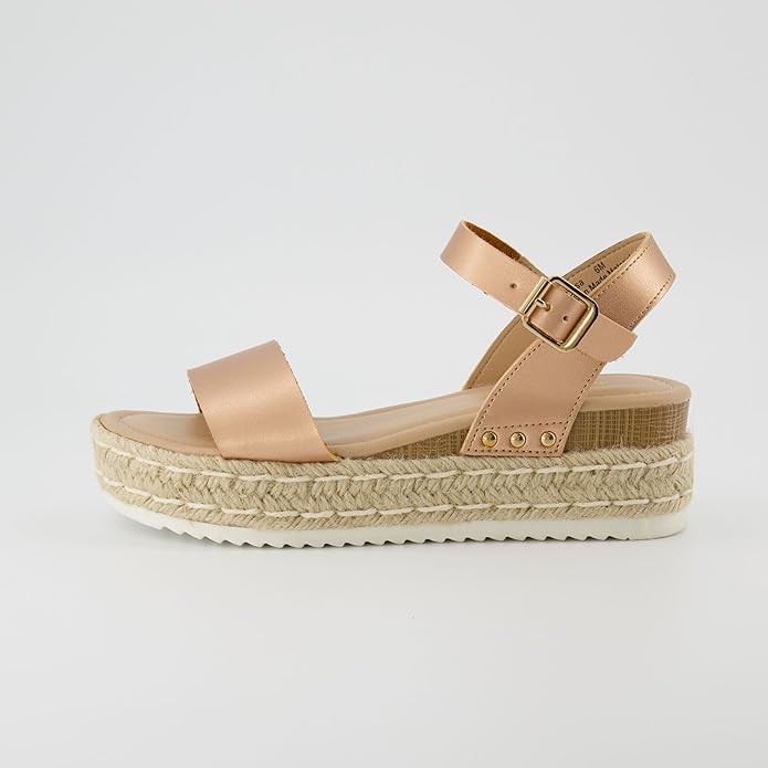 CUSHIONAIRE Melissa Espadrille Platform Sandals For Women with Adjustable Ankle Strap and Memory Foam Insole-Comfortable Womens Sandals for Summer