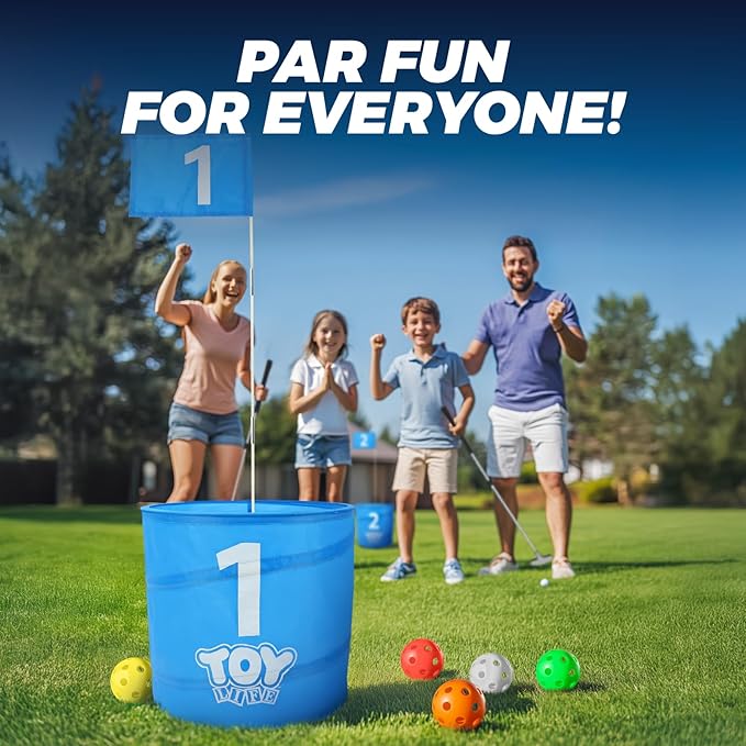 TOY Life Golf Game Set, 9 Holes Backyard Golf Bucket Game for Adults Family Kids, with Balls and Flag, Outdoor Indoor Backyard Practice Game for Beach, Yard, Camping and Lawn