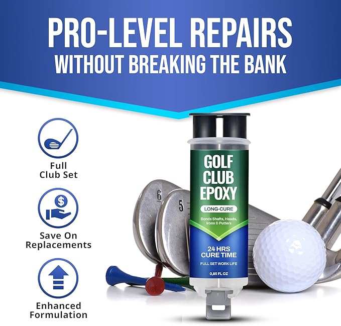 Golf Club Epoxy – Epoxy Glue for Golf Club Repair for All Golf Shafts, Heads, Drivers, Putters, and Irons, Works on Graphite & Steel Shafts