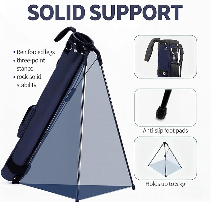 Lightweight Golf Stand Bag, Portable and Durable Golf Carry Bag with Padded Strap and Pocket, Sunday Bag for The Driving Range, 2-Way Divider Practice Bag for Men and Women