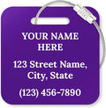 Custom Luggage Tags, Personalized Name Address for Suitcases,Backpack, Handbag, Travel Equipment Tag, 2x2 Inches, Acrylic Heavy Duty Made in The USA by My Sign Center- Purple