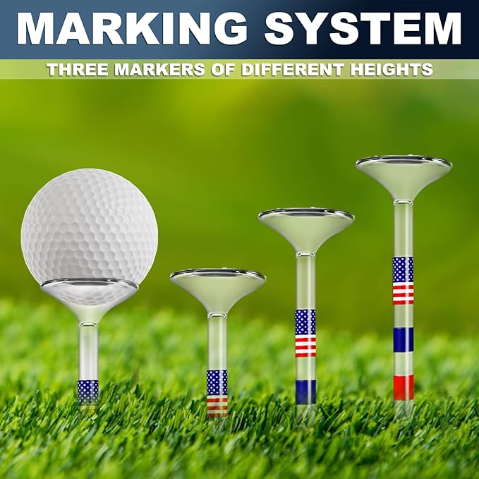 Premium Golf Tees, 3 1/4'' Unbreakable Transparent Plastic Golf Tees, Reduces Friction & Side Spin, Golf Accessories Gift for Men American Flag（50 Count）