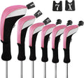 Andux 6pcs/Set Golf Club Head Covers Woods Drivers Fairway Hybrid Set Long Neck (3 Hybrid + 3 Woods)