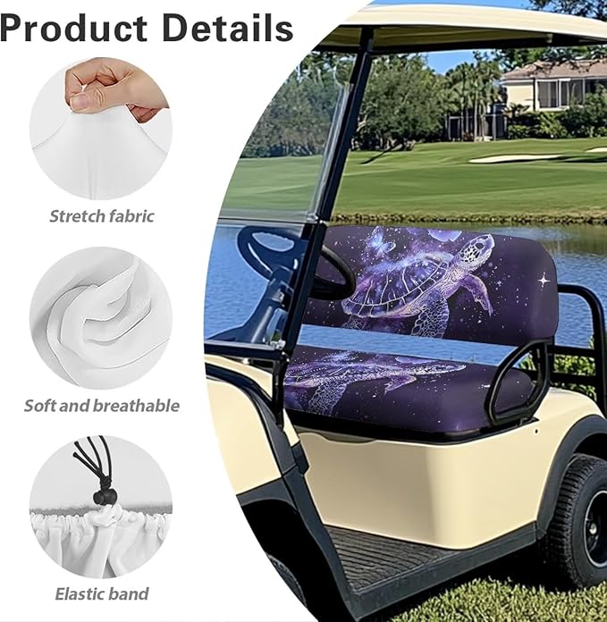 Golf Cart Seat Covers, Universal Fit & Nonskid Bottom Fits for Club Car 2 Person Seats Golf Carts