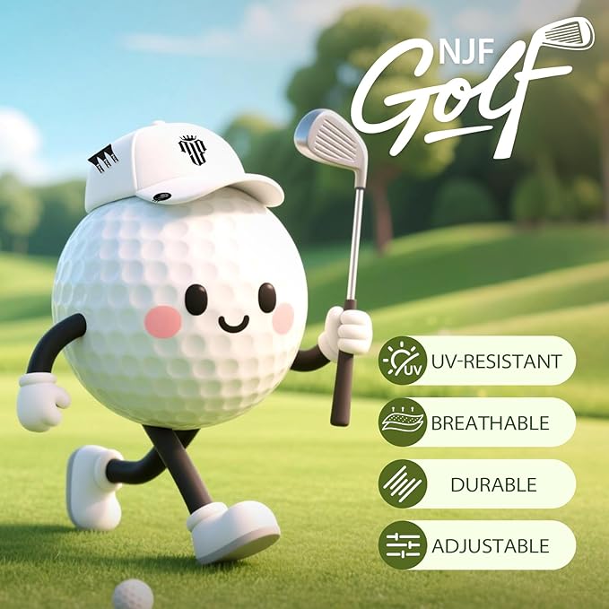 NJF Golf™ Hat Men - Breathable Mens Golf Hats, Adjustable Rope Snapback Cap, Convenient Cap with Tee Holder