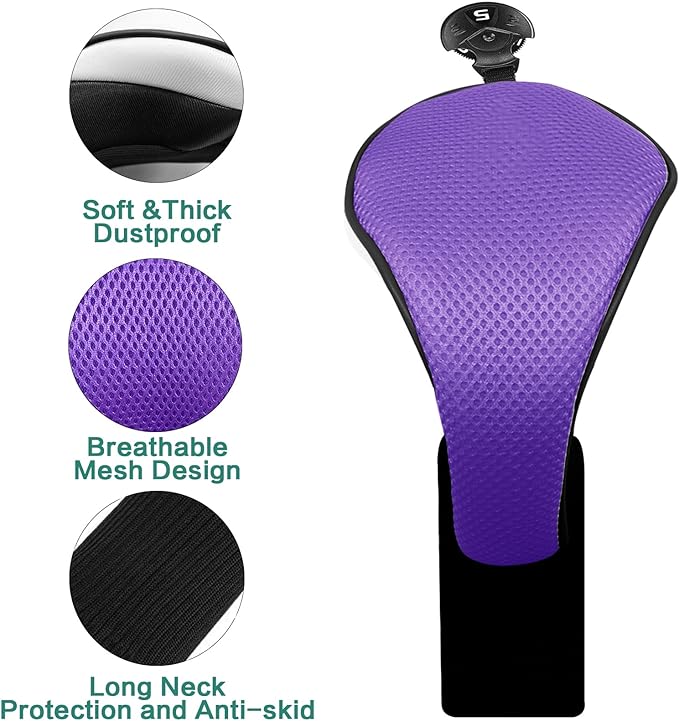 Golf Club Head Covers for Woods and Driver Hybrids Fairway Value Pack Protective Clubs Headcovers with Interchangeable No.Tags 1 3 5