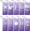 10 Personalized Metal Luggage Tags, Custom Suitcase Aluminum Name Tags with Steel Ring, Laser Engraved Name and Logo, for Travel, Backpack, Baggage, Golf Bag (Purple)