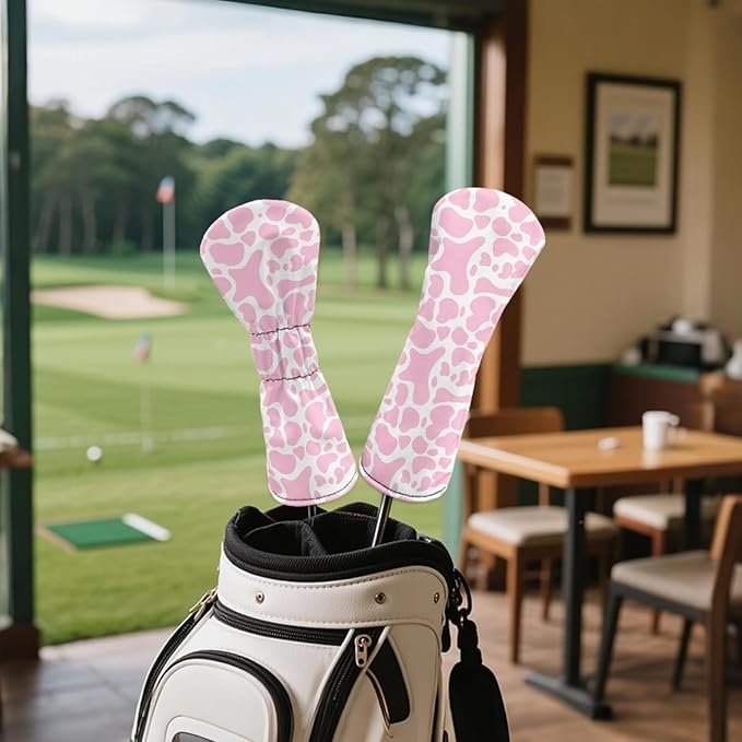 Golf Club Head Covers for Club Protective, Waterproof PU Leather Driver Fairway Wood Hybrid Head Cover