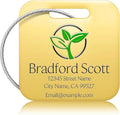 Personalized Luggage Tags - Custom Metal Luggage Tags for Suitcases, Backpacks and Bags with Your Personalized Club Logo Text (Square-Gold)