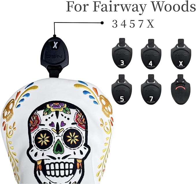 Golf Club Covers Set for Driver, Fairway, Hybrids, 3pcs Golf Headcovers Include Driver Headcover Fairway Wood Head Covers Hybrid Headcover, Premium PU Leather Golf Accessories Cover Set for Men