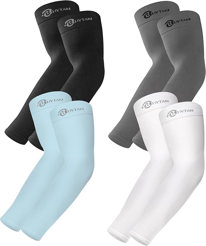 BHYTAKI UV Sun Protection Arm Sleeves, UPF 50 Sports Cooling Arm Compression Sleeves for Men Women Teenager