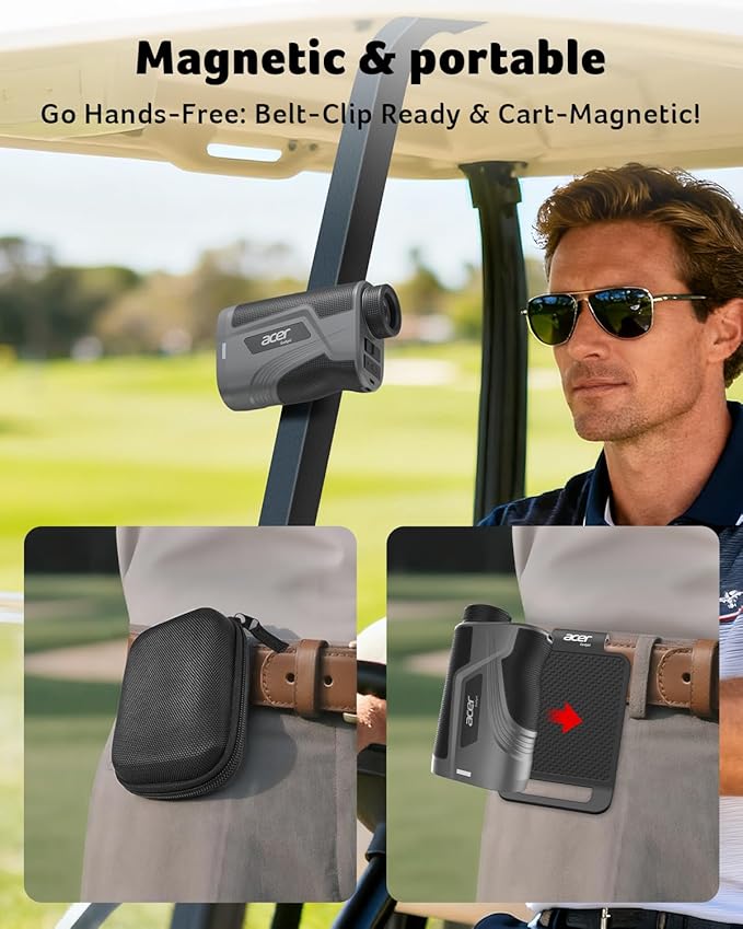 Acer Gadget Golf Rangefinder with Slope - 800/1200Yards Range Finder for Hunting, 6X Magnification with Flag Pole Locking Vibration, Rechargeable Battery with Magnet Stripe, Golf Accessories for Men