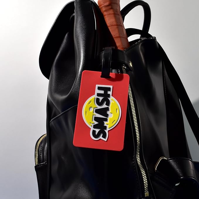 Pickleball Bag Tag – Smash Design, Flexible & Waterproof Silicone Luggage Tag, Secure Strap for Bag Identification, Great Pickleball Gift for Players & Enthusiasts