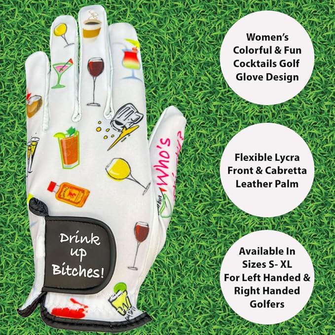 Giggle Golf Women's Golf Glove - Adjustable Strap, Left Hand Gloves for Women