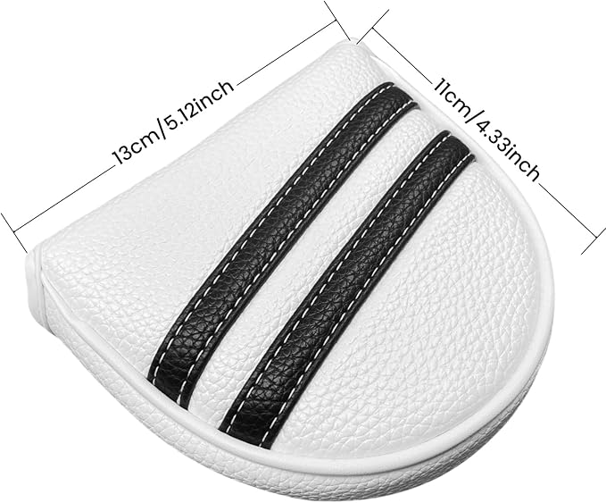 Golf Mallet Putter Cover Headcover Magnetic Style, Black or White Golf Putter Cover for Mallet Style Putters, PU Leather Mallet Headcover Protective Case fits for Odyssey 2 Ball, Stroke Lab