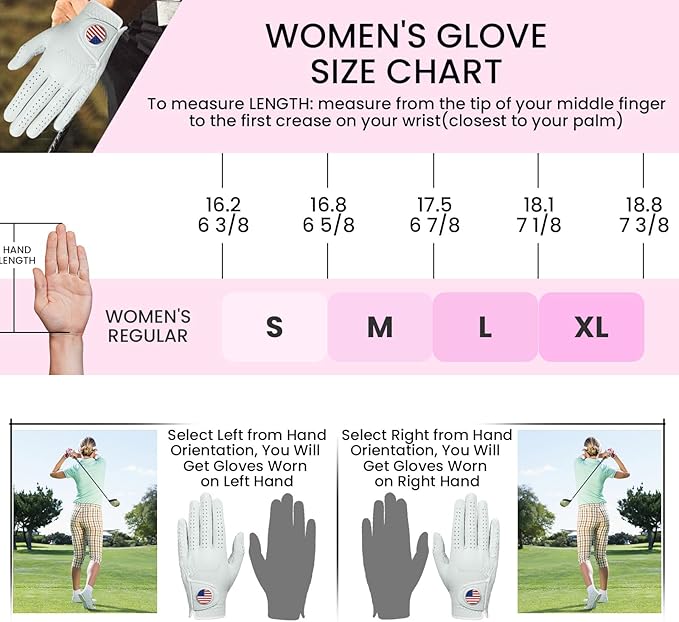 FINGER TEN Golf Gloves Women All Premium Cabretta Leather 1 Pack, Soft Comfortable & Breathable Grip Glove with Ball Marker Left Hand for Right Handed Golfer