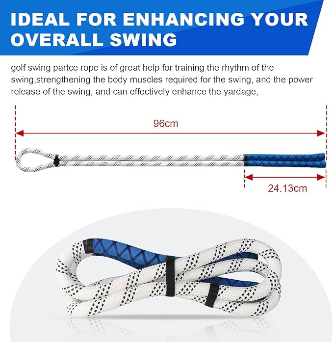 THE GOLFER STORE Golf Rope Swing Trainer Golf Swing Training Aid - Portable Golf Rope for Improving Swing Speed, Tempo and Power for All Levels of Warm-Up Practice Equipment