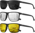 KALIYADI Polarized Sunglasses for Men and Women, Mens Sun Glasses with UV Protection for Driving Fishing Golf (3 Packs)