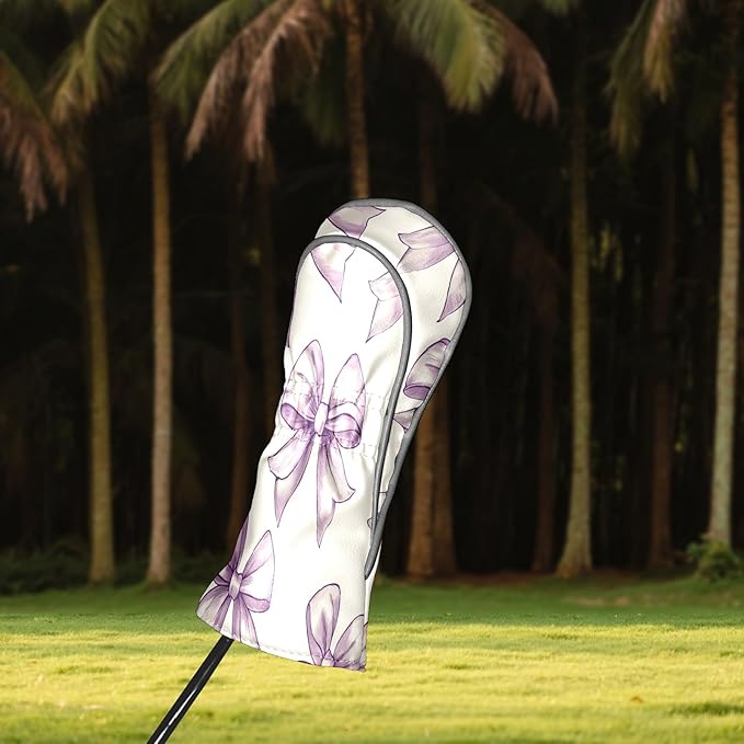 Golf Club Covers PU Leather Waterproof Golf Club Head Covers for Fairway Woods and Driver White Fishbone Pattern Driver Cover Suitable for Most Brands