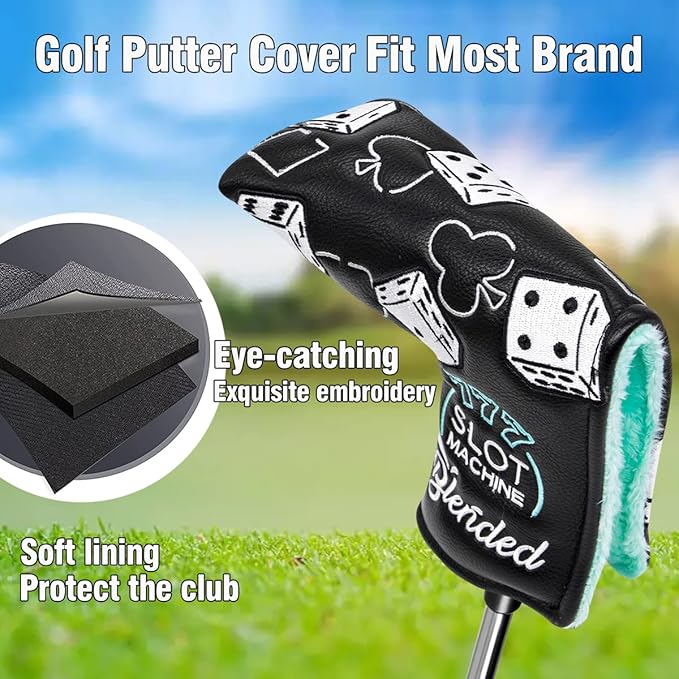 Golf Club Covers Lucky 777 Blade Putter Headcover Golf Driver Covers Fairway Wood Headcover Hybrid Head Cover Blade Putter Cover Leather 3 Wood Headcovers Golf Headcovers for All Brand