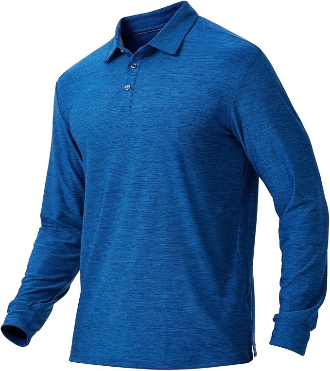 NAVISKIN Men's Polo Shirts Long Sleeve Golf Shirts with Collar UPF 50 SPF Shirt for Men Quick Dry Moisture Wicking