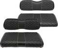 Golf Cart Seat Covers Front and Rear Waterproof and Sun Resistant Marine Grade Vinyl Leather Seat Cover Accessories for Club Car DS 2000.5-up, Black(4PCS)