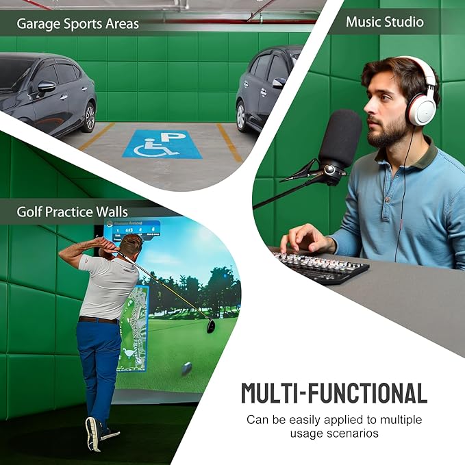 12 Pack Golf Wall Padding Panels Golf Simulator Padding for Walls, Safety Foam with PU Leather Surface for Indoor Impact Protection