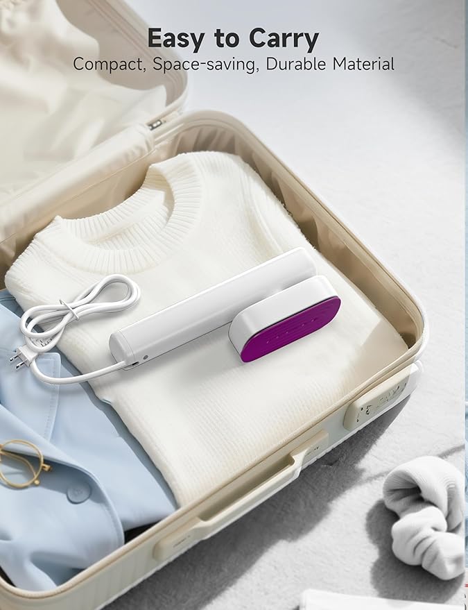 Steamer for Clothes, 2-in-1 Travel Steamer & Iron for Clothes, Portable Handheld Garment Steamer, 15s Fast Heat-up, 1200W, Large Ceramic Heat Panel, Quick Wrinkle Removal, Travel & Home Use