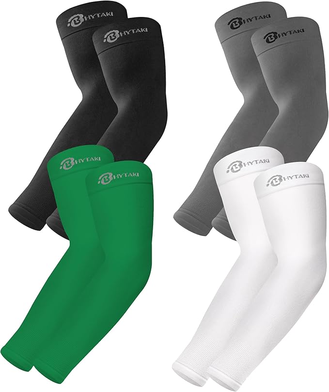 BHYTAKI UV Sun Protection Arm Sleeves, UPF 50 Sports Cooling Arm Compression Sleeves for Men Women Teenager