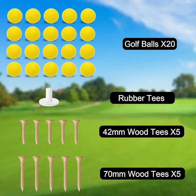 Dual-Turf Golf Hitting Mat Outdoor, 31/36mm 5x4ft Thickened Golf Practice Mat with 20 Balls Fairway & Rough for Swing Chipping Driving- Ideal Gifts for Men