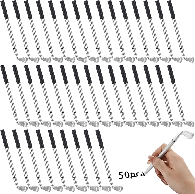 Lnrueg 50 Pcs Golf Ballpoint Pens, Bulk Mini Golf Club Ballpoint Pens 1.0 mm, Decorative Golf Pens for School, Office, Souvenirs, Golfing Club Props, Funny Sports Writing Pens. Black Ink