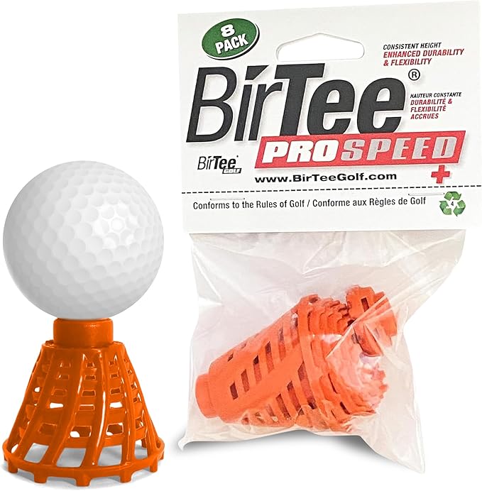 BirTee Golf Tees - PRO Speed Plus with Flexibility & Durability - 8 Pack. Indoor Golf Tees/Golf Simulator Tees/Winter Plastic Golf Tees