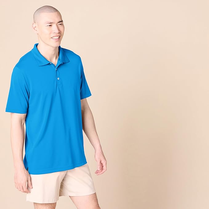 Amazon Essentials Mens Golf Polo Shirt, Moisture-Wicking Quick Dry, Short Sleeve