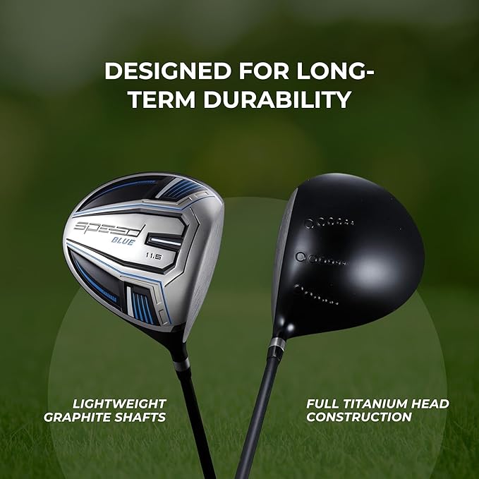 Titanium Driver Golf Club, Loft Lightweight Graphite Shaft, Oversized Sweet Spot, Aerodynamic, USGA Conforming Mens Driver + Deluxe Headcover