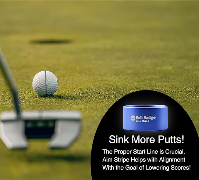 Ball Badge Aim Stripe - 360 Degree Golf Ball Line Marker Kit with Golf Bag Attachment for Perfect Alignment and Precision Putting