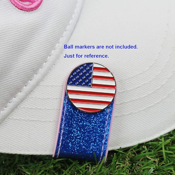 Glitering PVC Golf Hat Clip 2 PCS for Women Golfer
