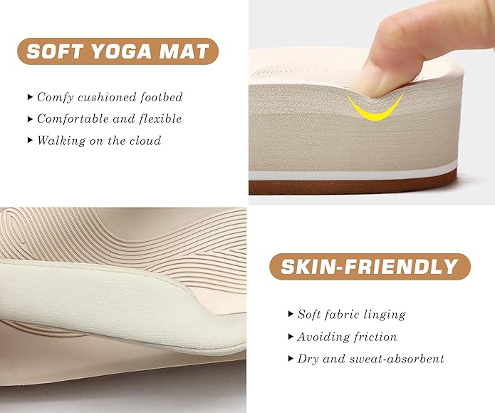 COFACE Flip Flops for Women With Comfortable Arch Support Ladies Fashion Platform Thong Sandals Soft Yoga Mat Sole For Beach/Indoor Outdoor