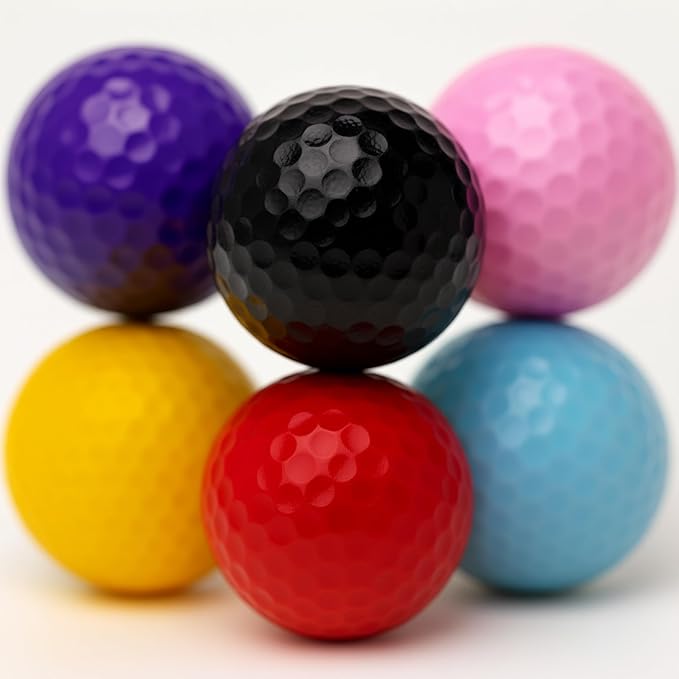 Thorza Colored Golf Balls - Multicolored Set of 6, 12, 24 for Kids Mini Golf, Putting Practice and Children Training