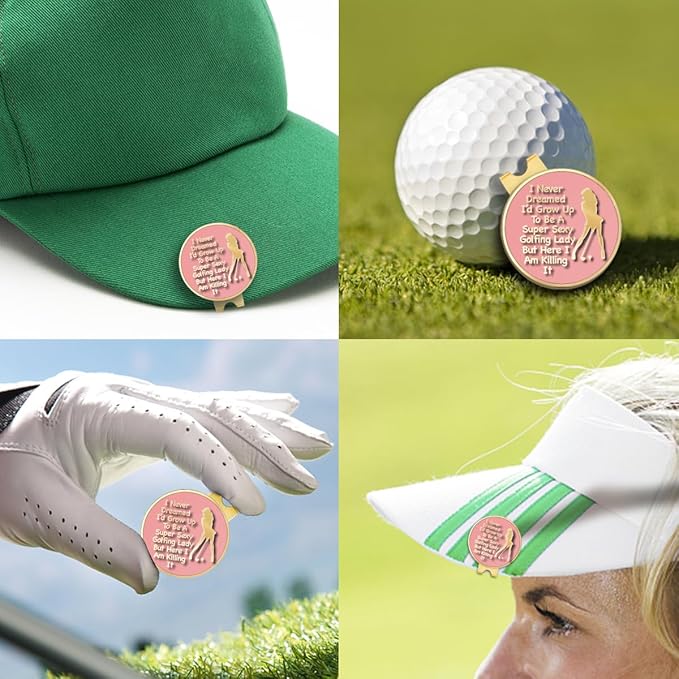 Pink Golfer Ball Marker with Magnetic Hat Clip, Funny Golf Accessories Gifts for Men Women, Novelty Birthday Gifts for Men Women Golfer Fan